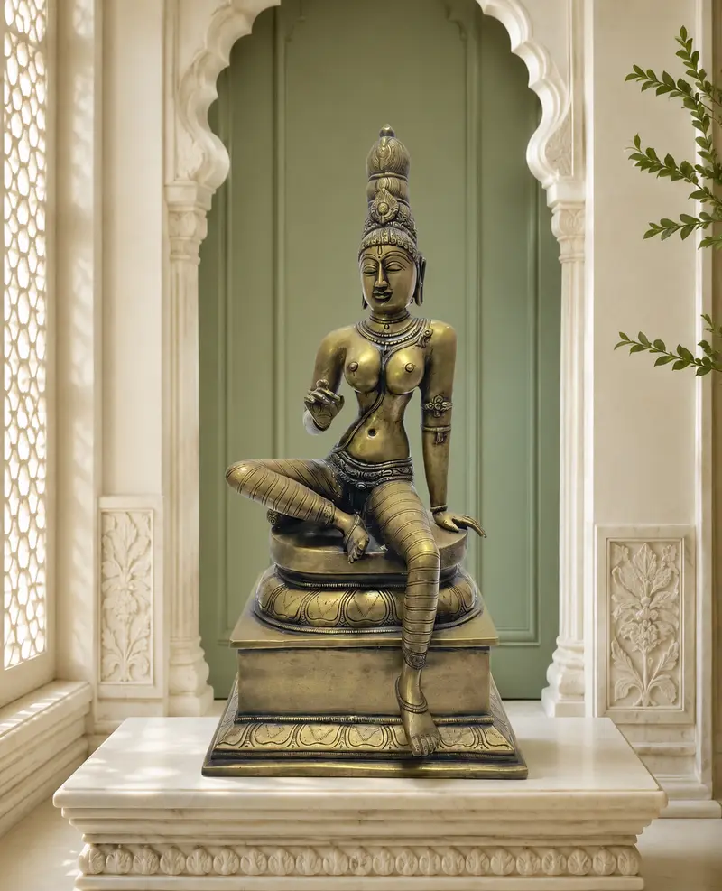 Relaxing Ganesh handcrafted wooden idol