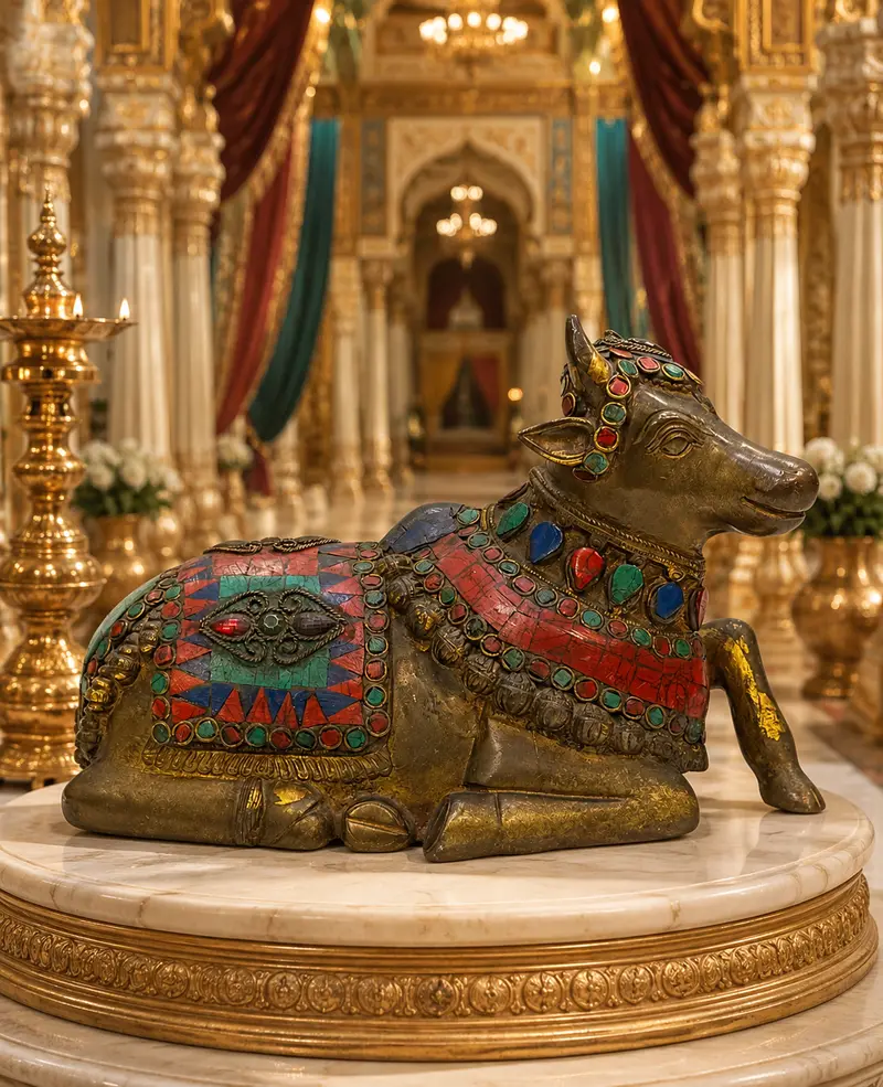 Relaxing Ganesh handcrafted wooden idol
