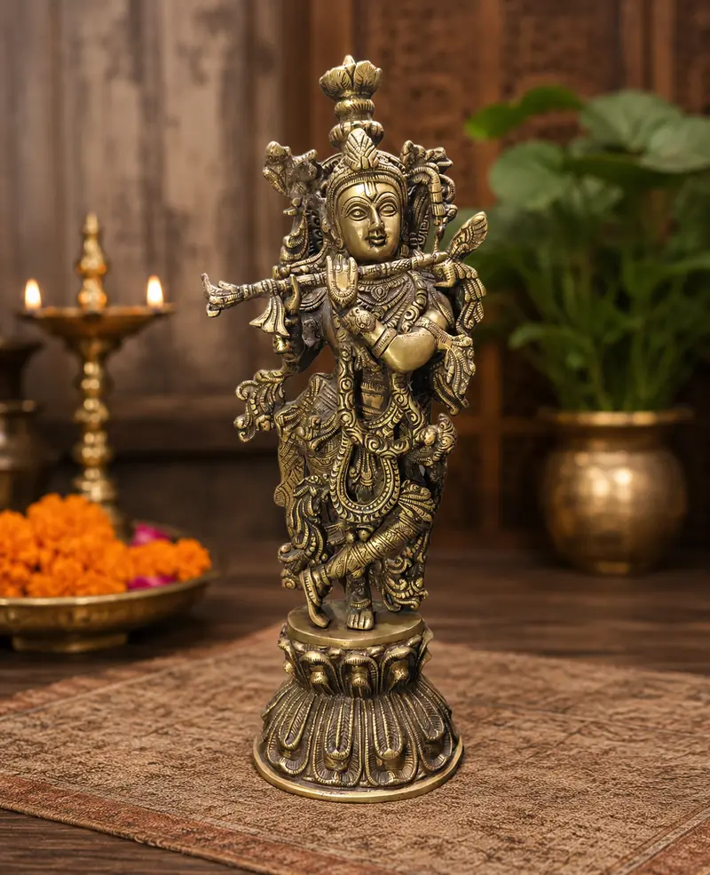 Relaxing Ganesh handcrafted wooden idol