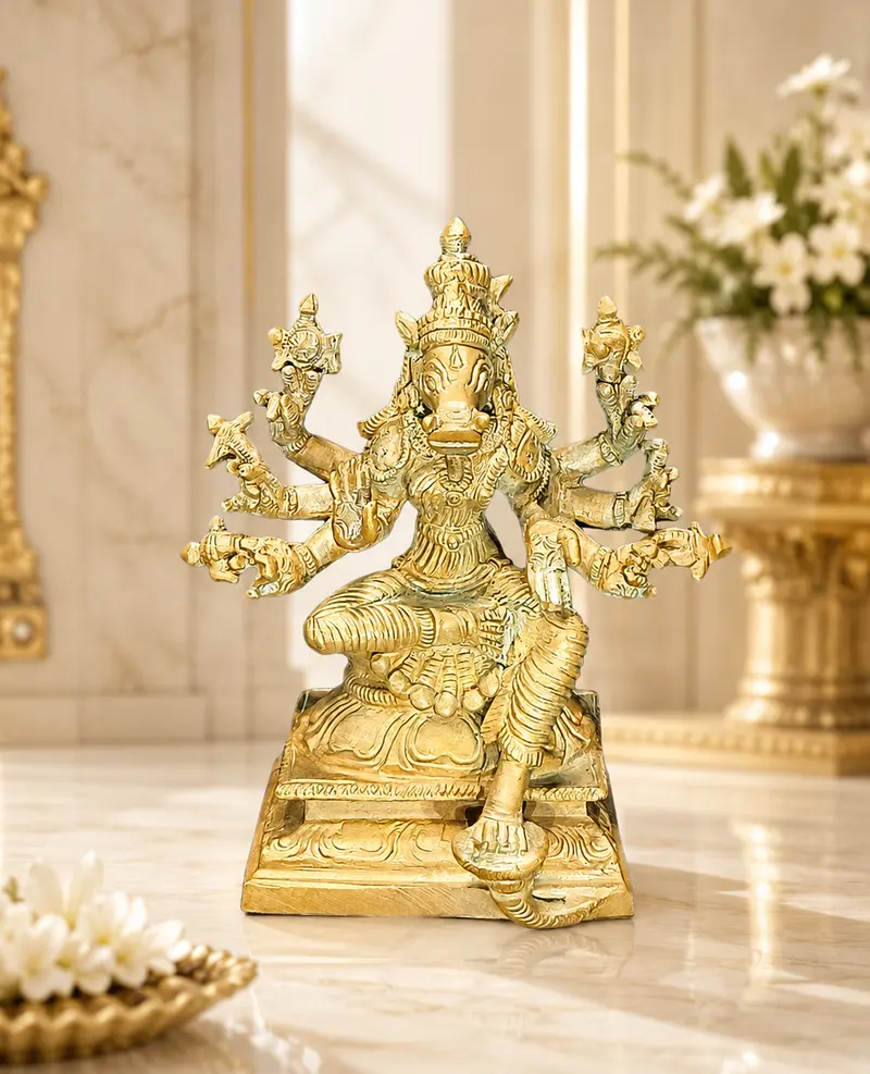 Relaxing Ganesh handcrafted wooden idol