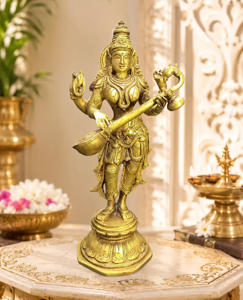 Relaxing Ganesh handcrafted wooden idol